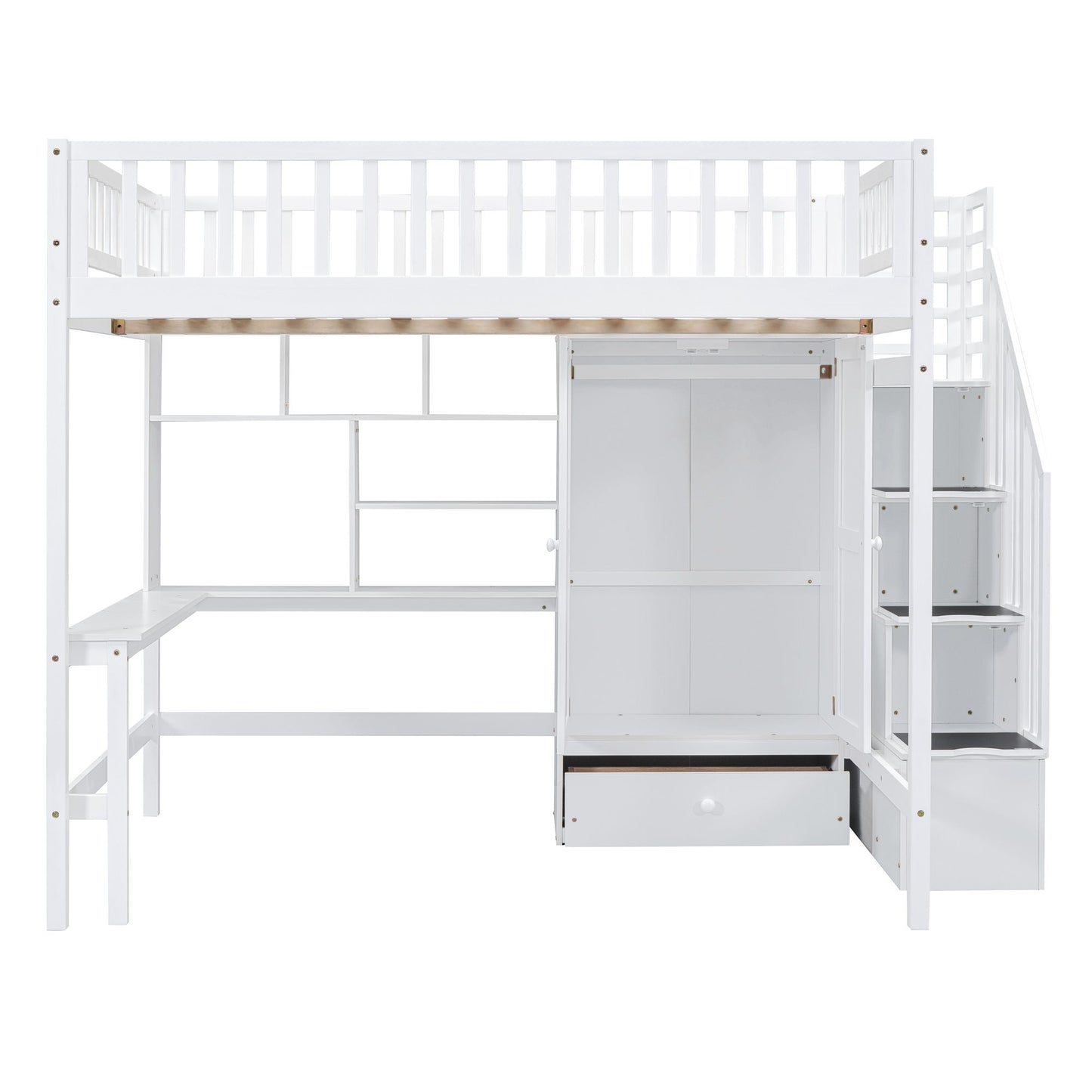 Loft Bed With Bookshelf, Drawers, Desk, And Wardrobe - The Sleep Loft - Online Mattress Showroom NYC