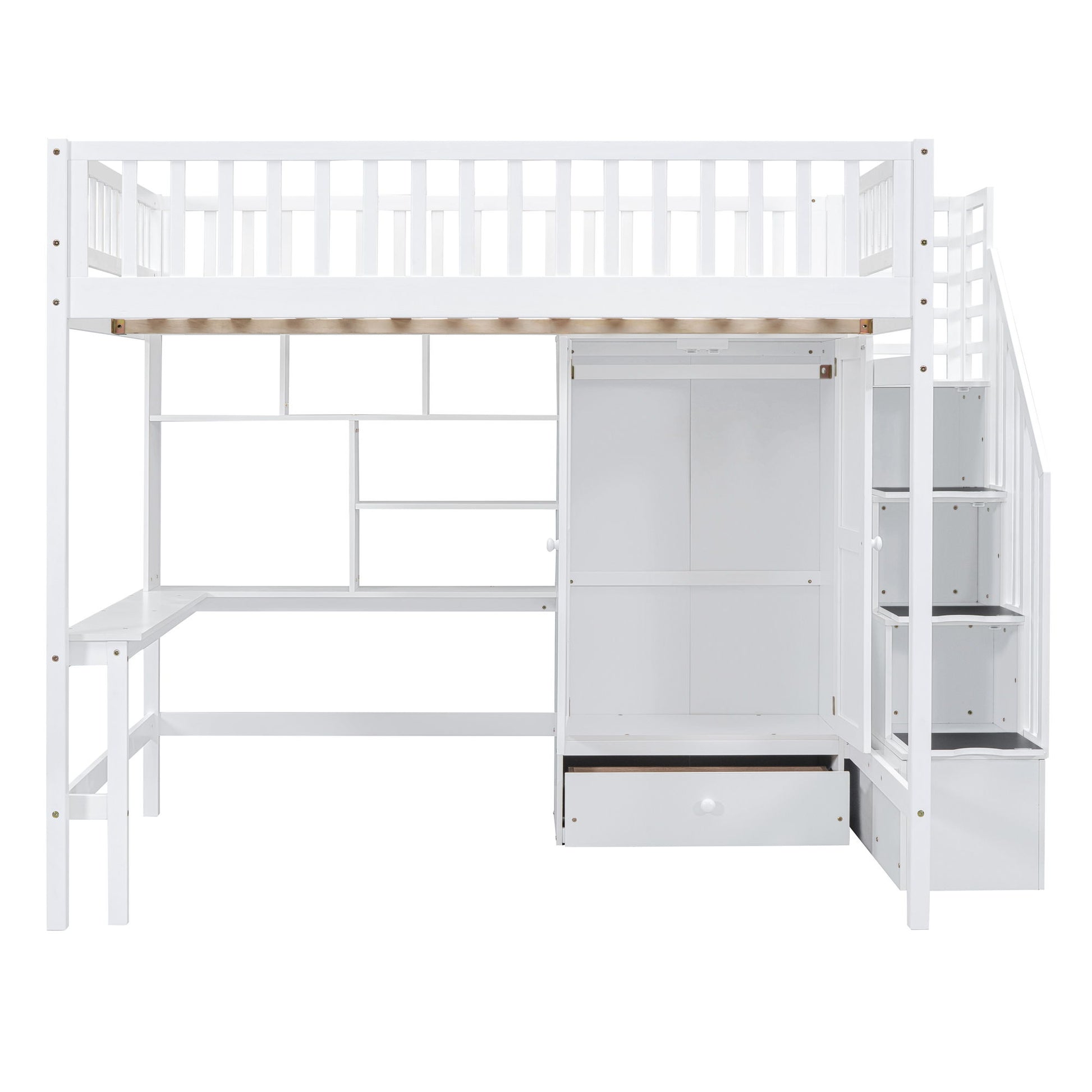 Loft Bed With Bookshelf, Drawers, Desk, And Wardrobe - The Sleep Loft - Online Mattress Showroom NYC