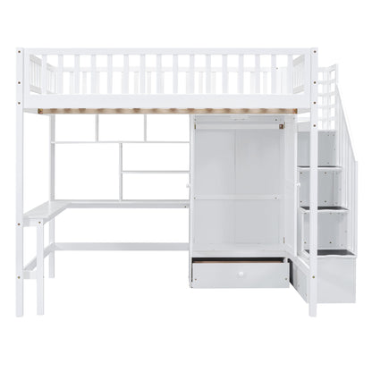 Loft Bed With Bookshelf, Drawers, Desk, And Wardrobe - The Sleep Loft - Online Mattress Showroom NYC