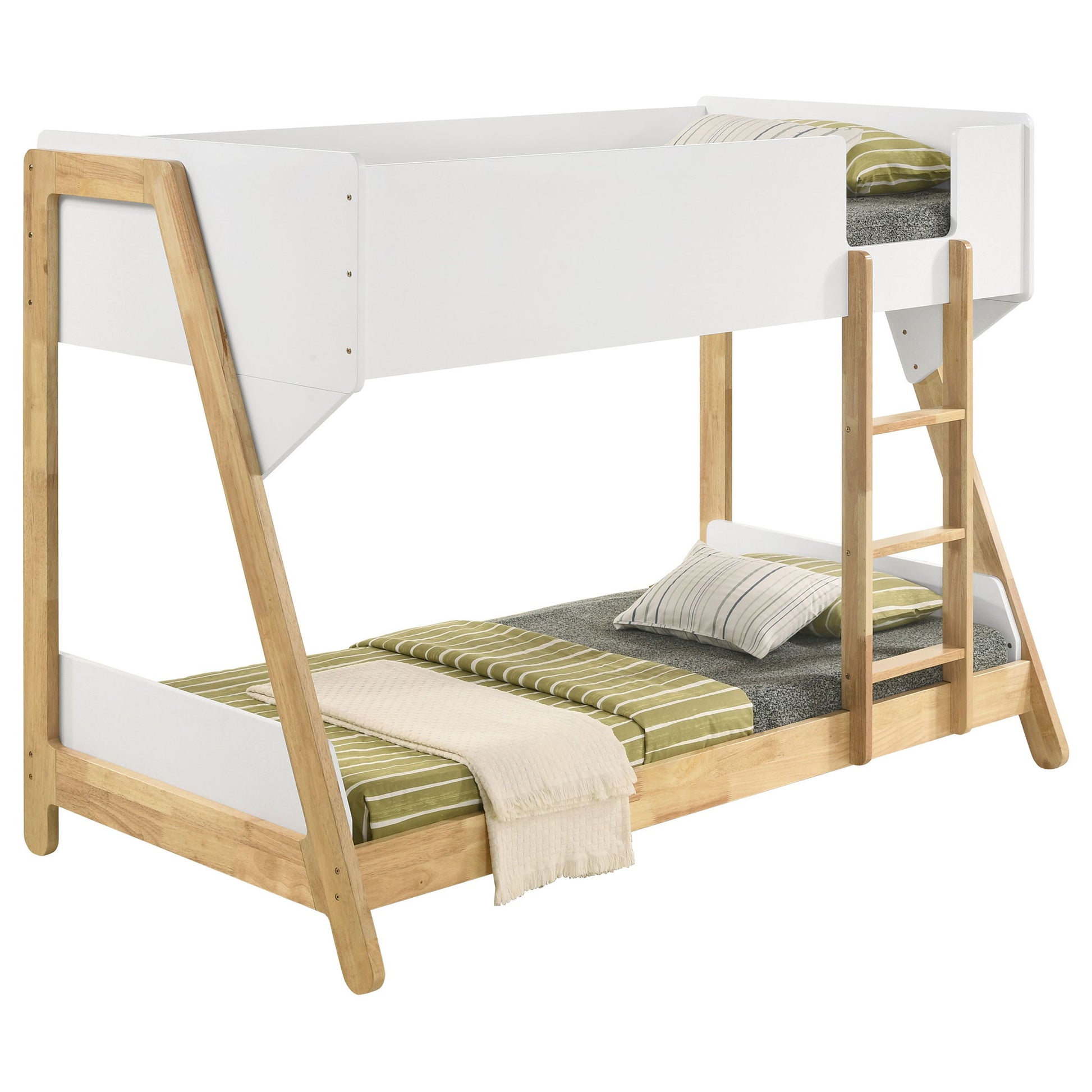 Fjord - Twin Over Twin Bunk Bed, Fits Standard Mattresses - White / Natural - The Sleep Loft - Online Mattress Showroom NYC