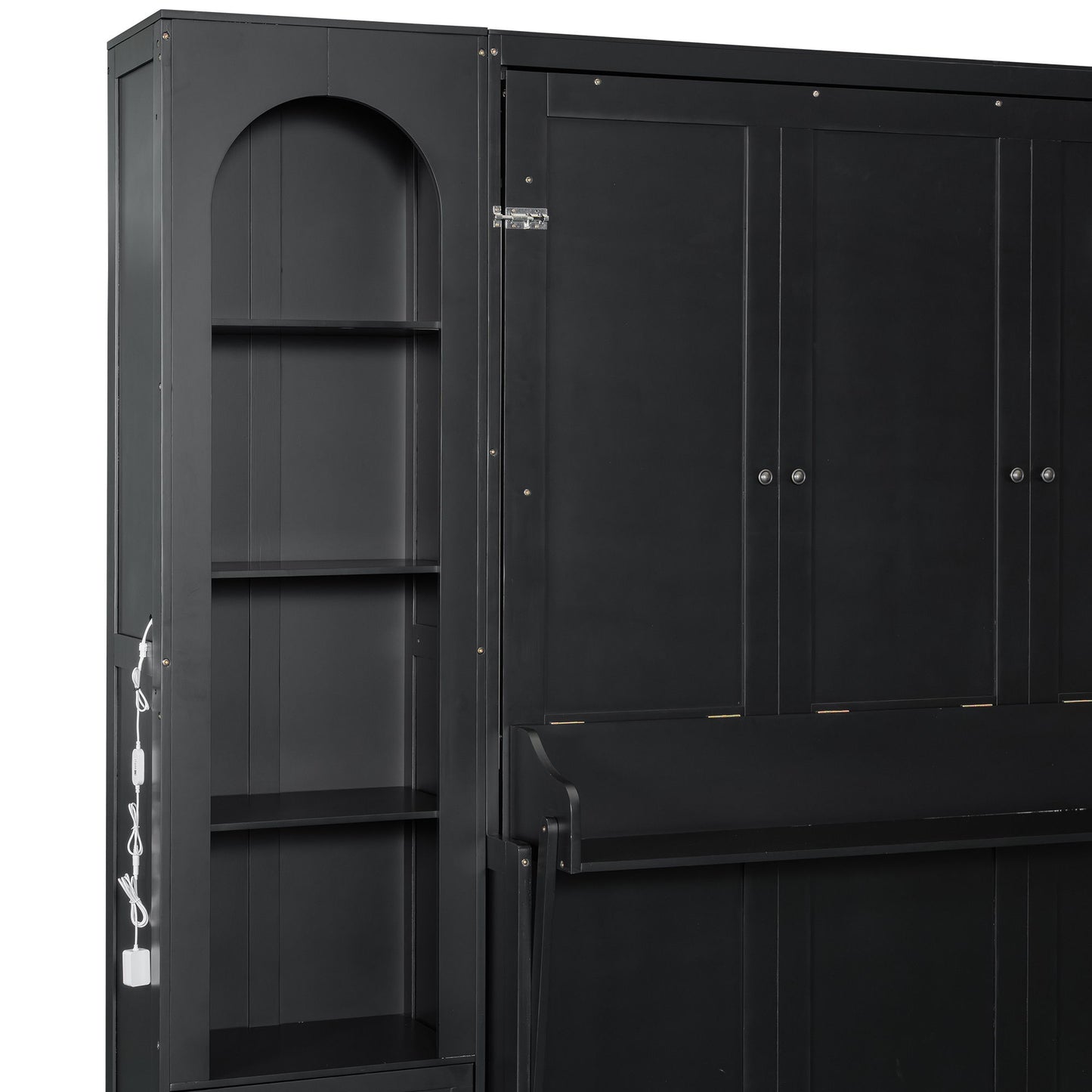 French Style Murphy Platform Bed With Shelf, Side Cabinets, Drawers And LED - The Sleep Loft - Online Mattress Showroom NYC