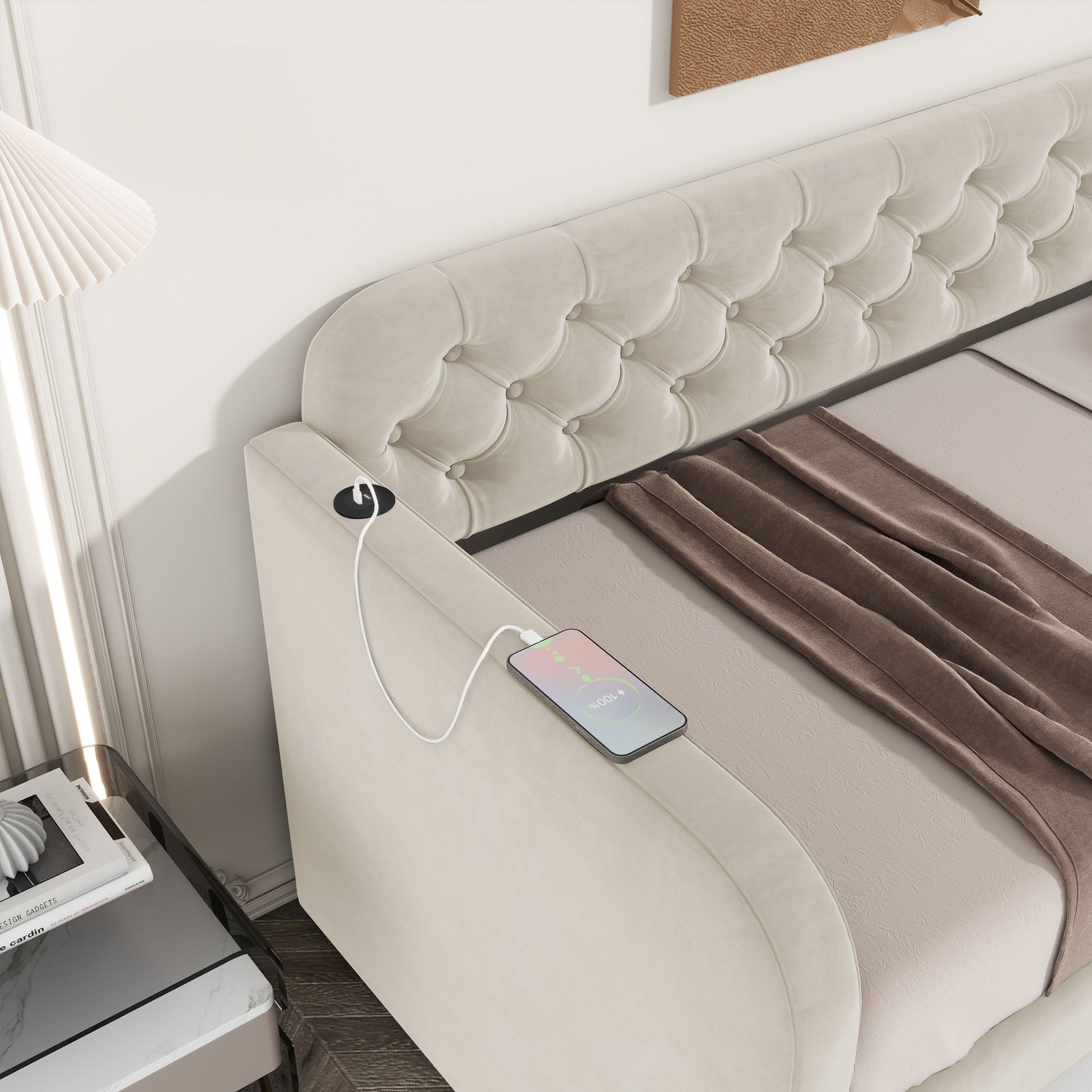Upholstered Daybed With Trundle And USB Charging Design - The Sleep Loft - Online Mattress Showroom NYC