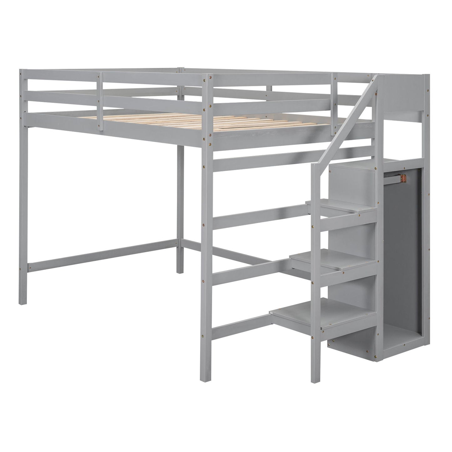 Loft Bed With Built In Storage Wardrobe And Staircase - The Sleep Loft - Online Mattress Showroom NYC