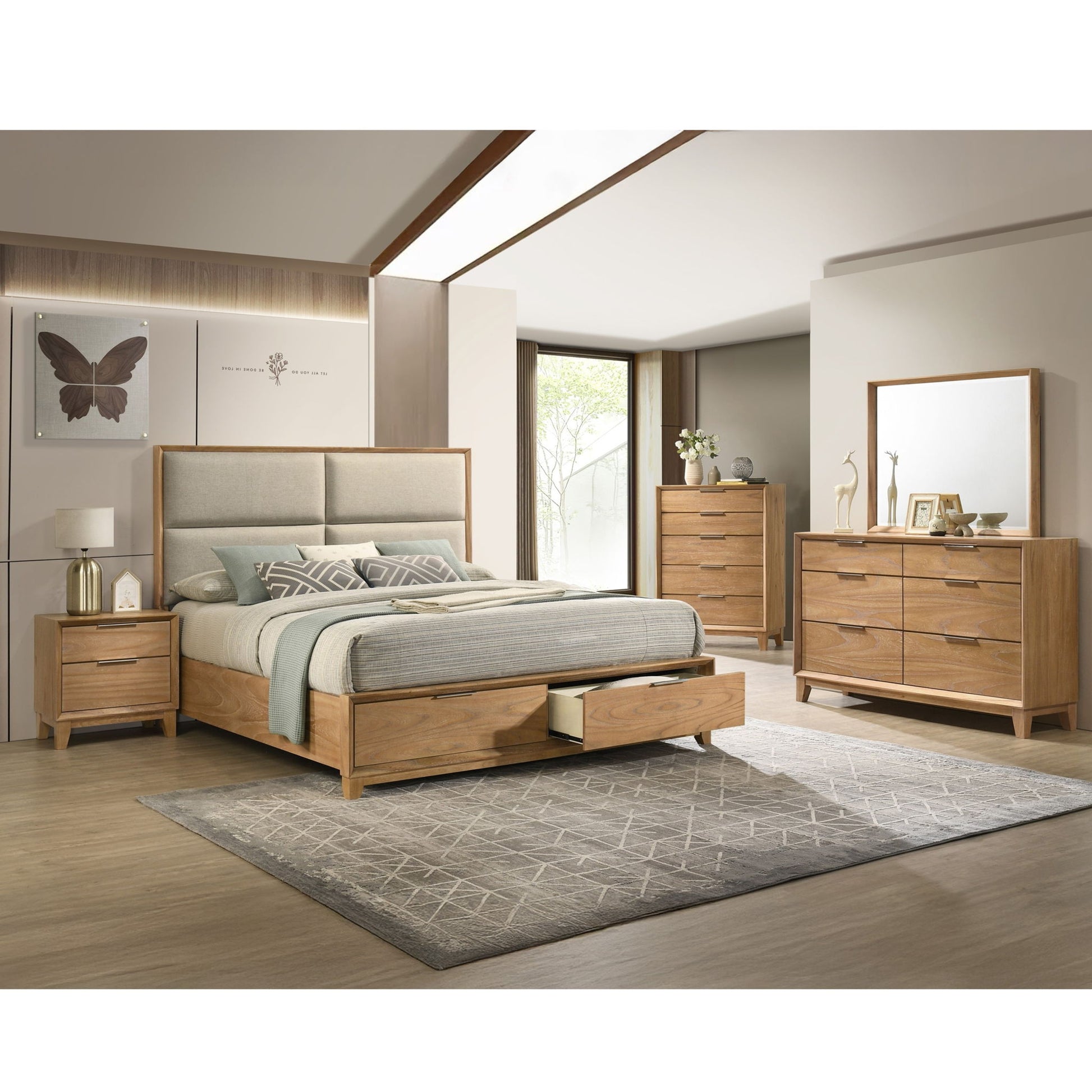 1 Piece 2 Drawer Nightstand - Natural Wood - The Sleep Loft - Online Mattress Showroom NYC