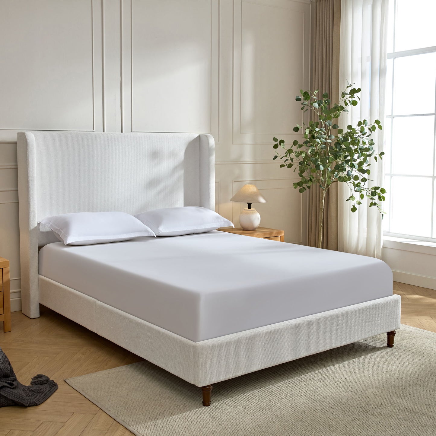 Harper - Tall Headboard Upholstered Bed / High Headboard / Elegant Simplicity / No Box Spring Needed - The Sleep Loft - Online Mattress Showroom NYC