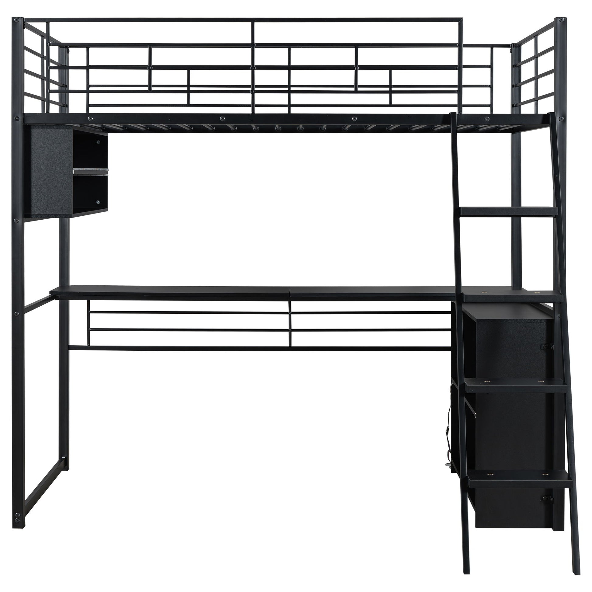 Loft Bed With LED Desk And 4 Storage Shelves - The Sleep Loft - Online Mattress Showroom NYC