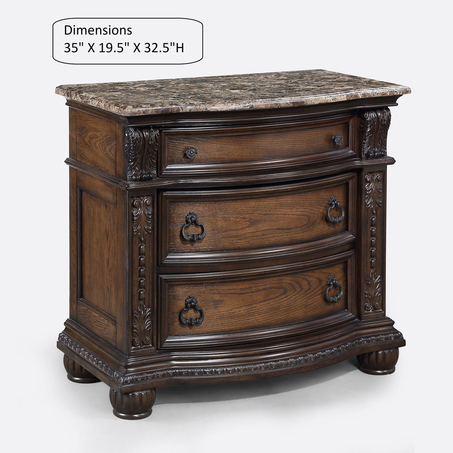 3 Drawers Nightstand - Brown / Cherry - The Sleep Loft - Online Mattress Showroom NYC