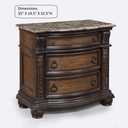 3 Drawers Nightstand - Brown / Cherry - The Sleep Loft - Online Mattress Showroom NYC