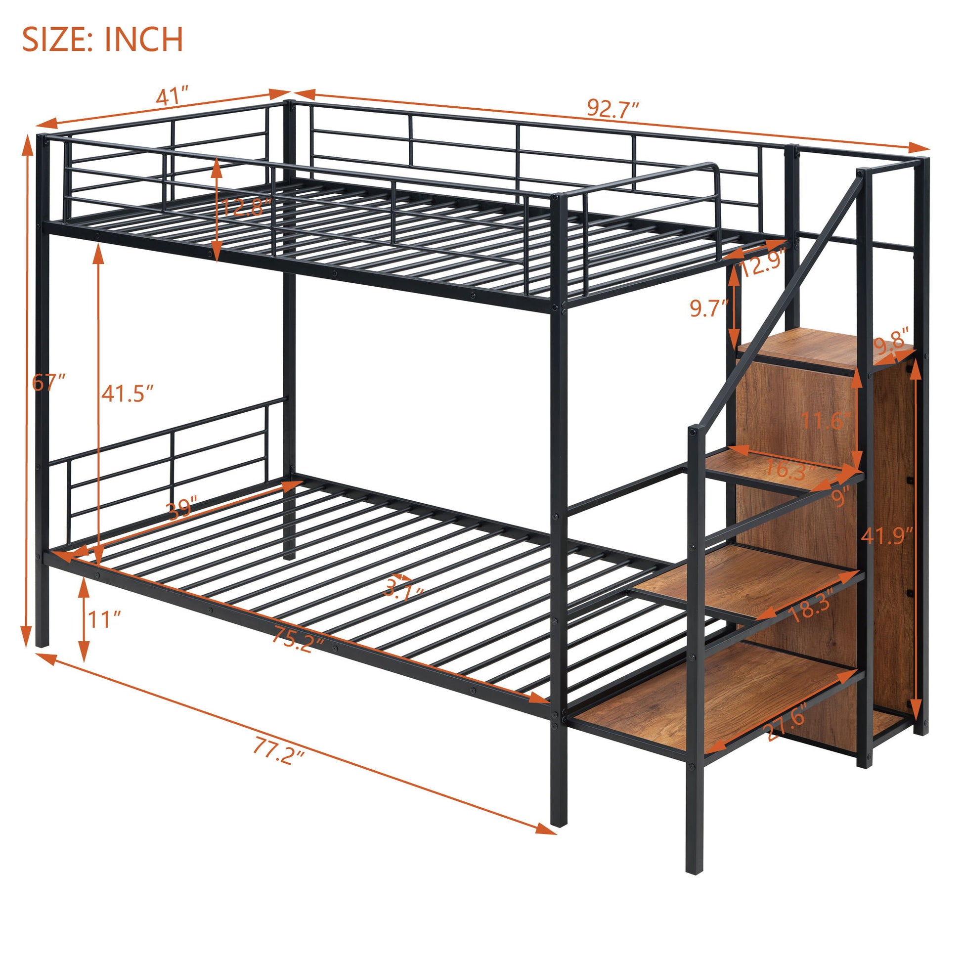 Bunk Bed With Lateral Storage Ladder And Wardrobe - The Sleep Loft - Online Mattress Showroom NYC