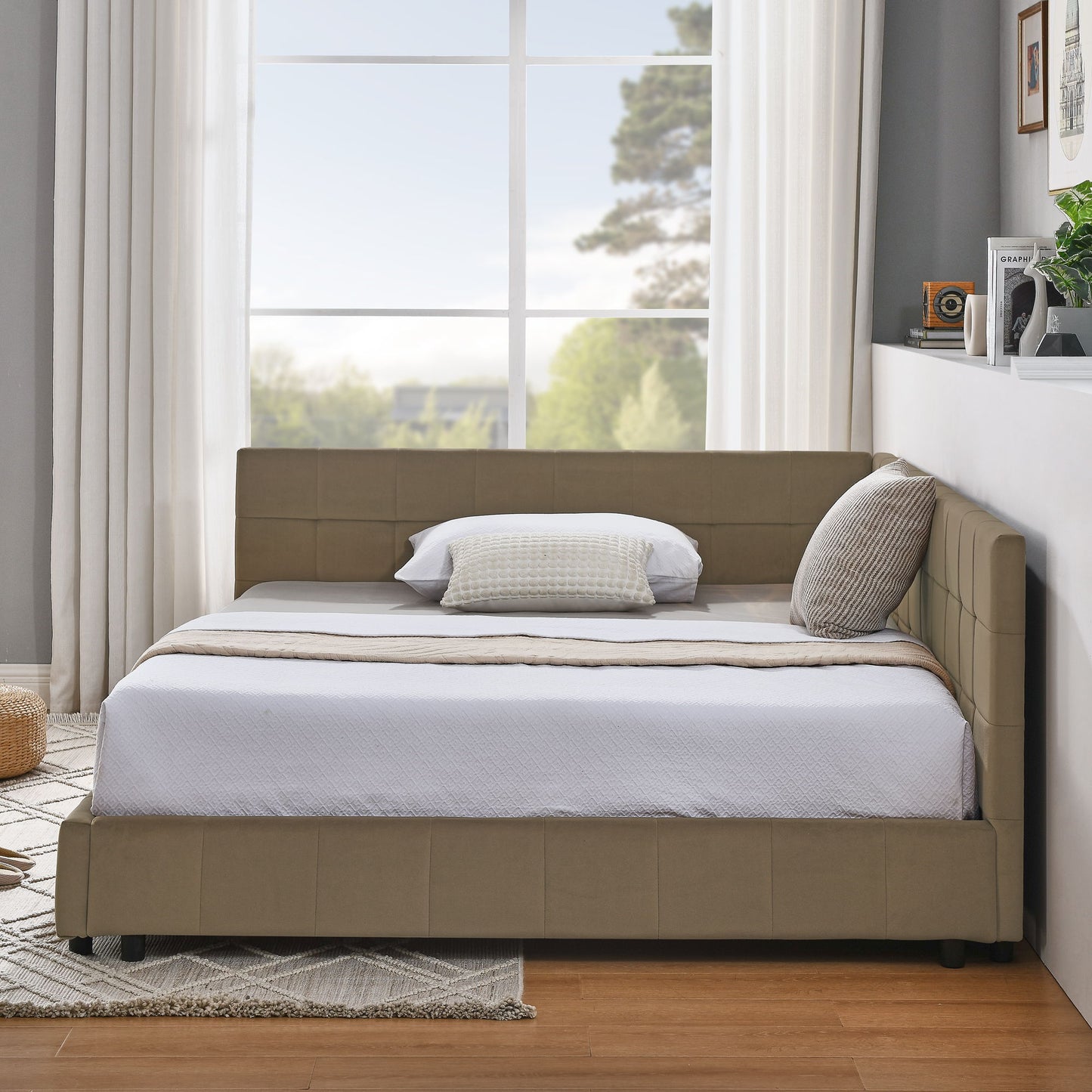 Upholstered Bed Frame With Tufted Backrest And Armrests - The Sleep Loft - Online Mattress Showroom NYC