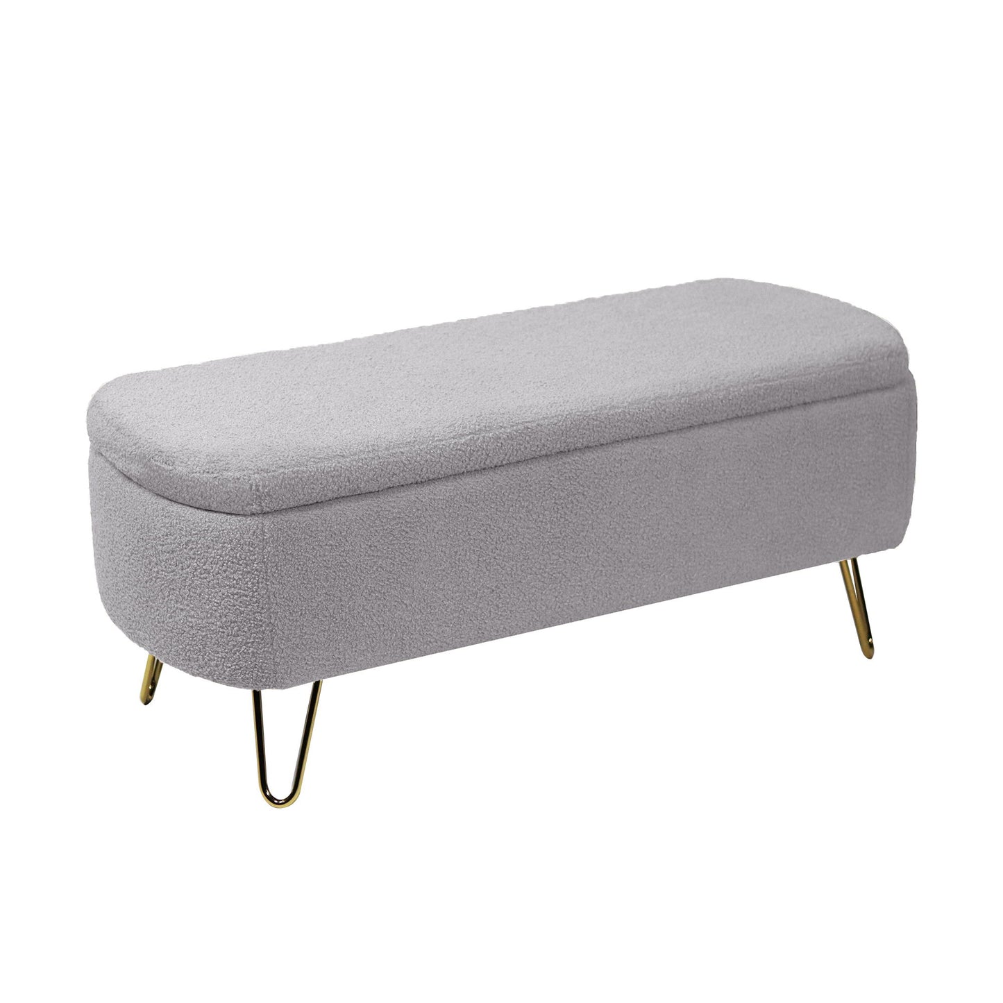 Storage Ottoman Bench For End Of Bed Legs, Modern Camel Faux Fur Entryway Bench Upholstered Padded With Storage For Living Room Bedroom - The Sleep Loft - Online Mattress Showroom NYC