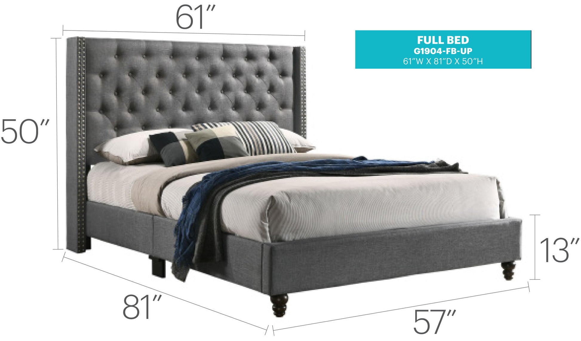 Nailhead Bed Transitional Vibrant - The Sleep Loft - Online Mattress Showroom NYC