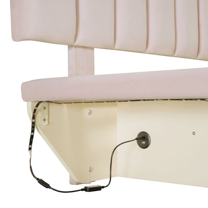 Upholstered Floating Hydrualic Platform Bed With LED Light And USB Port - The Sleep Loft - Online Mattress Showroom NYC