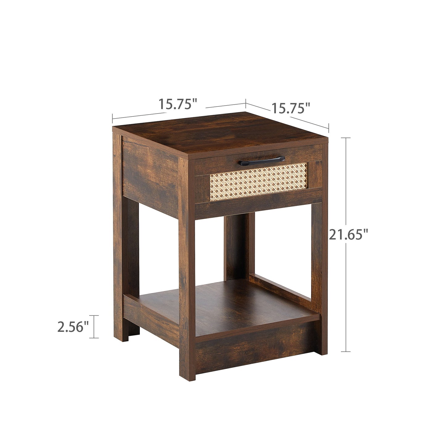 15.75" Rattan End Table With Drawer, Modern Nightstand, Side Table For Living Room, Bedroom - The Sleep Loft - Online Mattress Showroom NYC