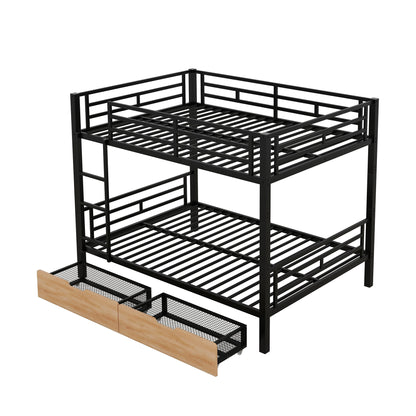 Full Size Convertible Bunk Bed With 2 Drawers Durable - Black - The Sleep Loft - Online Mattress Showroom NYC