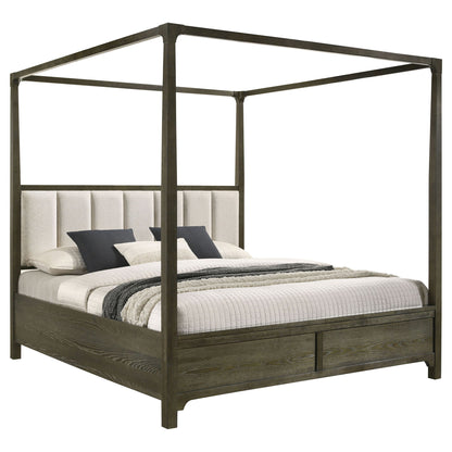 Sundance - Queen Canopy Bed With Upholstered Headboard - Dark Brown - The Sleep Loft - Online Mattress Showroom NYC