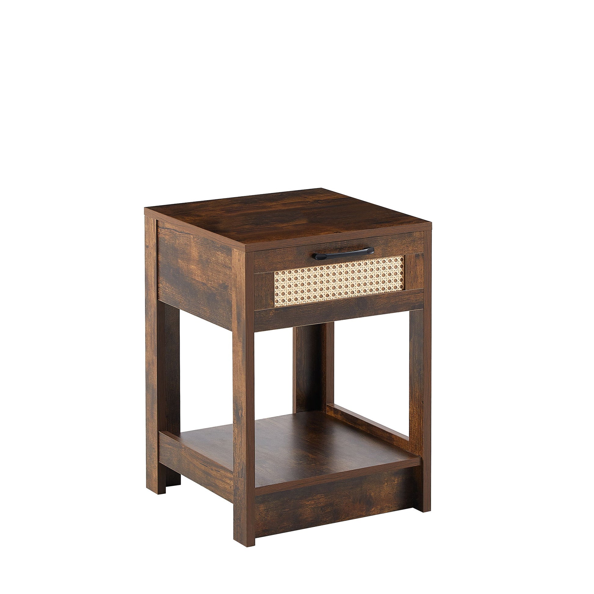 15.75" Rattan End Table With Drawer, Modern Nightstand, Side Table For Living Room, Bedroom - The Sleep Loft - Online Mattress Showroom NYC