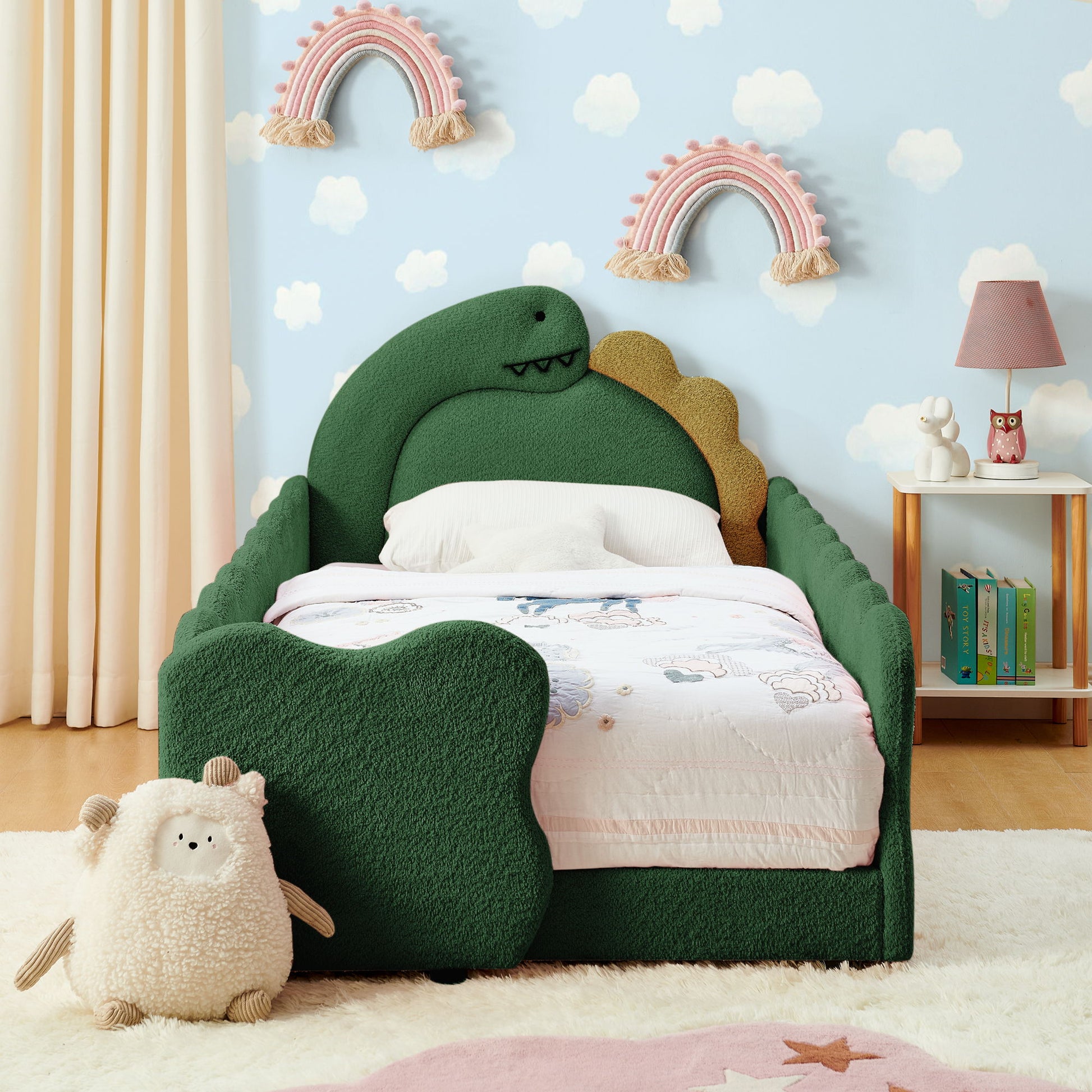 Cute Dinosaur Shaped Bed With Safety Guardrail, Toddler Frame - The Sleep Loft - Online Mattress Showroom NYC