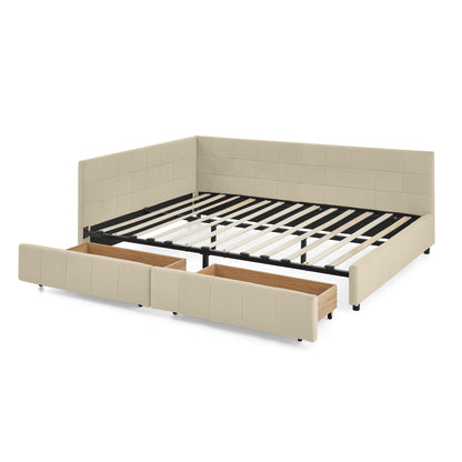 Mid-Century Storage Upholstered Tufted Bed Frame With Backrest And Armrests - The Sleep Loft - Online Mattress Showroom NYC