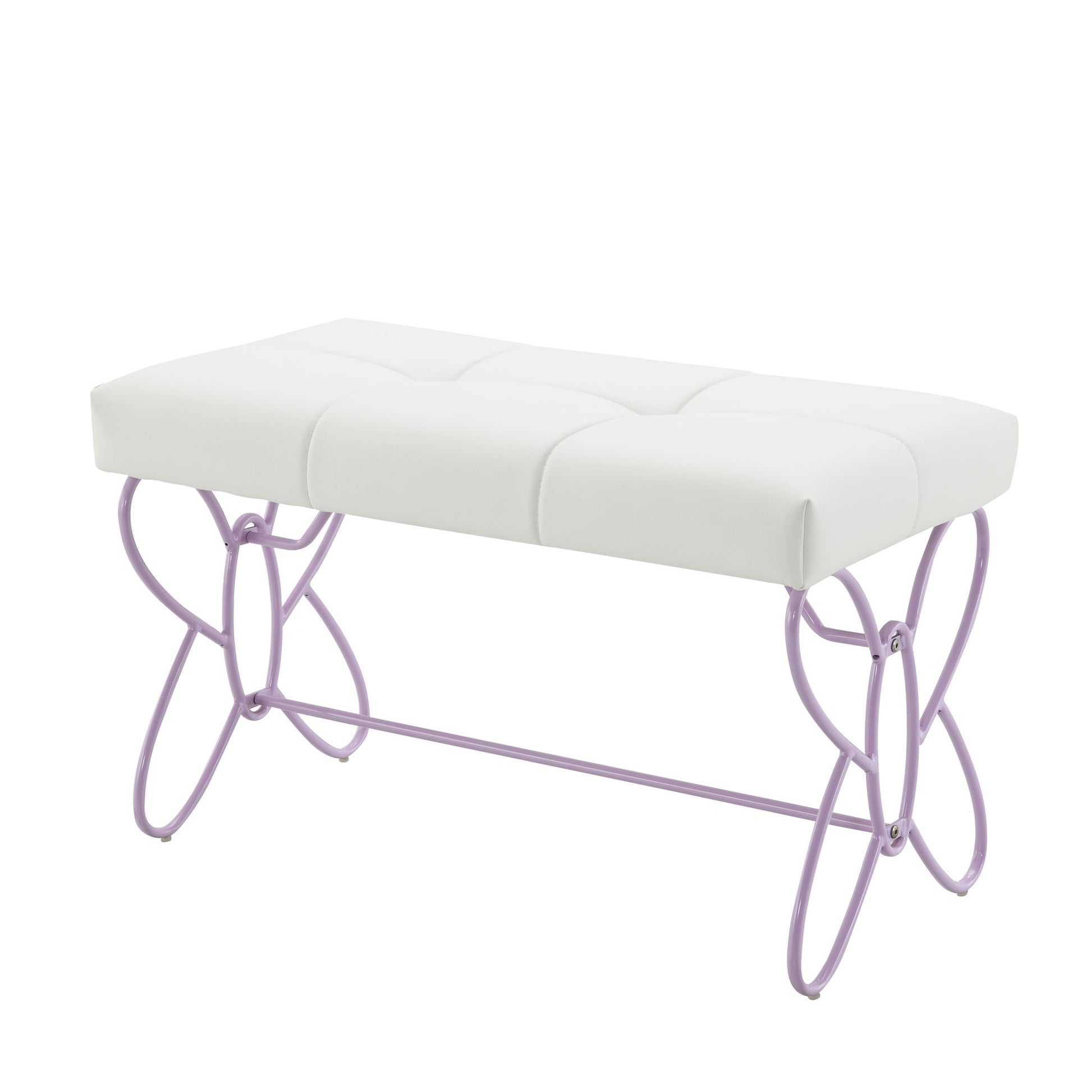 Priya II - Synthetic Leather Purple Bench - Purple / White - The Sleep Loft - Online Mattress Showroom NYC