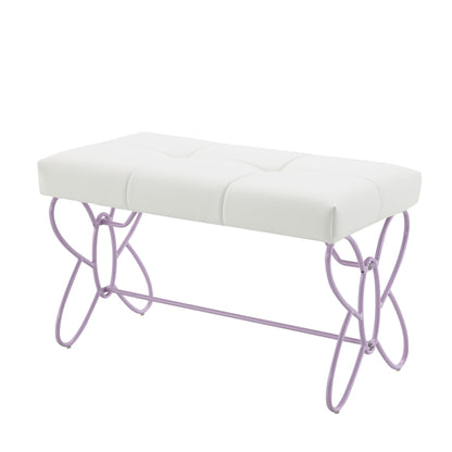 Priya II - Synthetic Leather Purple Bench - Purple / White - The Sleep Loft - Online Mattress Showroom NYC