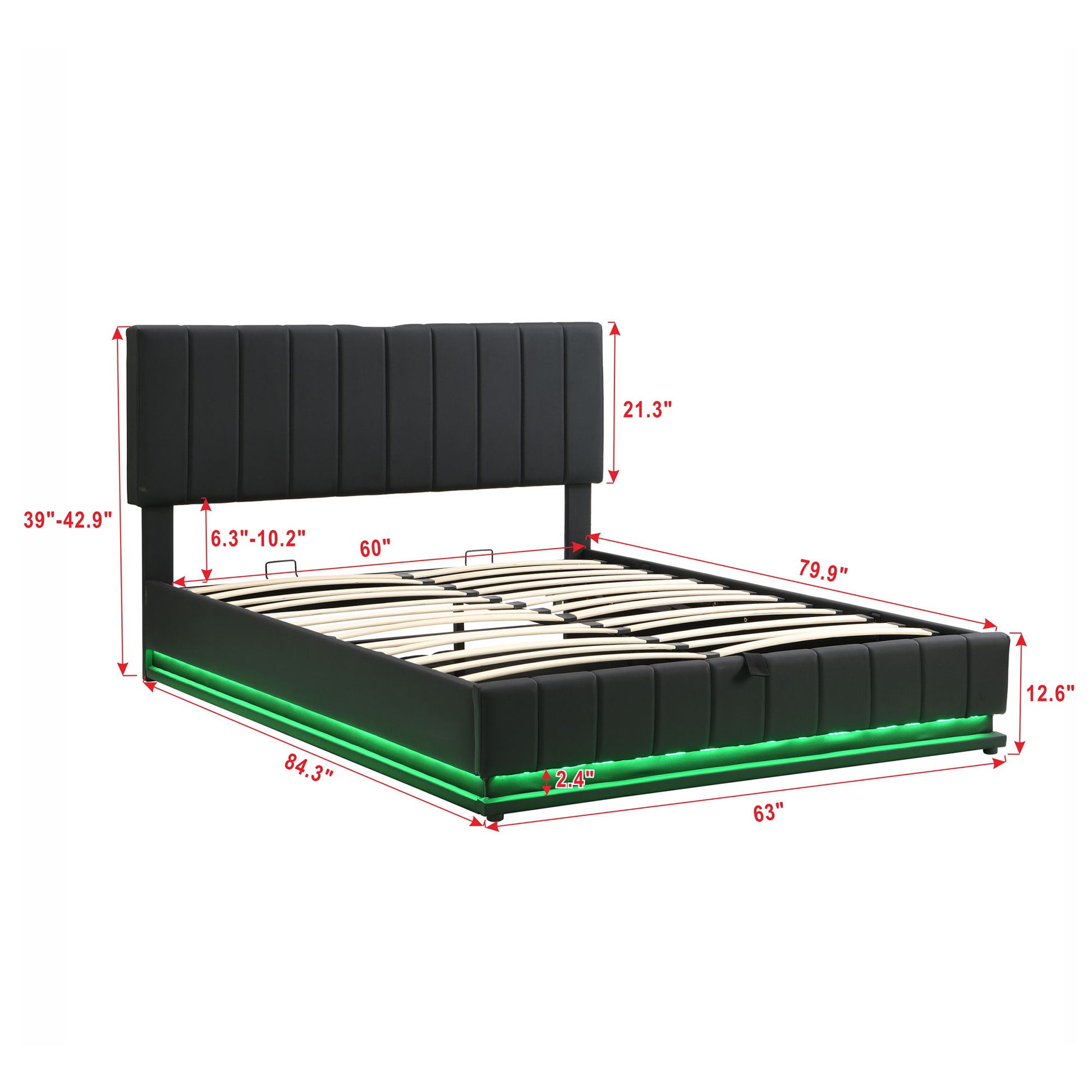 Upholstered Bed With Hydraulic Storage System And LED Light, With Sockets And USB Ports - The Sleep Loft - Online Mattress Showroom NYC