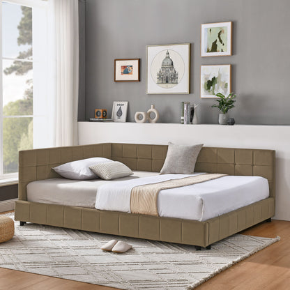 Upholstered Bed Frame With Tufted Backrest And Armrests - The Sleep Loft - Online Mattress Showroom NYC