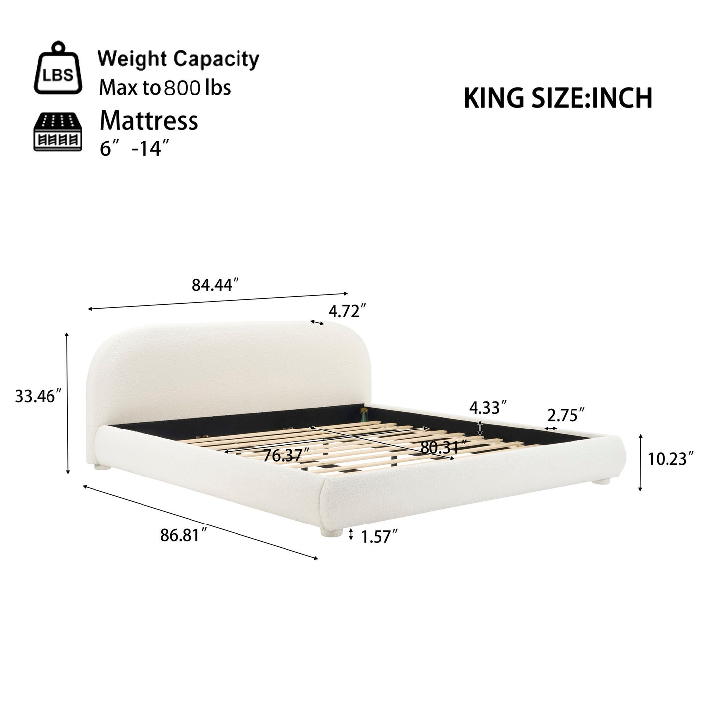 Upholstered Simple Modern Bedroom Bed With Curved Headboard - The Sleep Loft - Online Mattress Showroom NYC