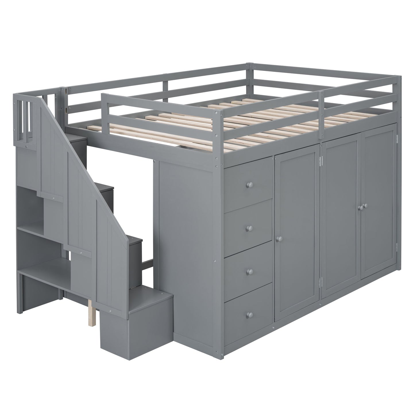 Loft Bed With Built In Wardrobes, Cabinets And Drawers - The Sleep Loft - Online Mattress Showroom NYC