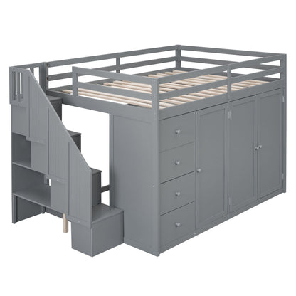 Loft Bed With Built In Wardrobes, Cabinets And Drawers - The Sleep Loft - Online Mattress Showroom NYC