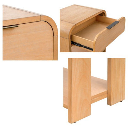 1 Drawer Waterfall Nightstand With Mid Century Design - Natural - The Sleep Loft - Online Mattress Showroom NYC