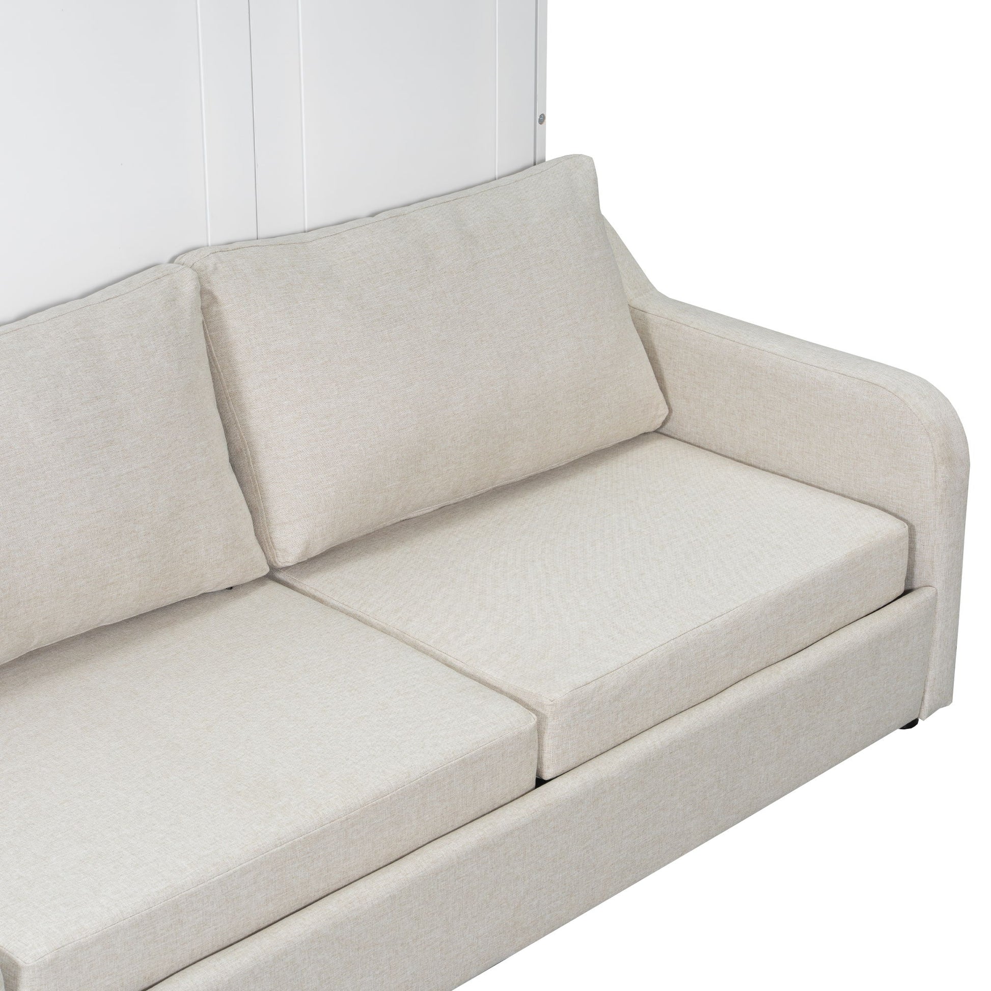 Murphy Cabinet Bed With Folding Sofa, Built In Storage Shelves And LED Light - The Sleep Loft - Online Mattress Showroom NYC