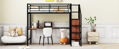 Loft Bed With Desk And Grid, Stylish Frame With Lateral Storage Ladder And Wardrobe - The Sleep Loft - Online Mattress Showroom NYC