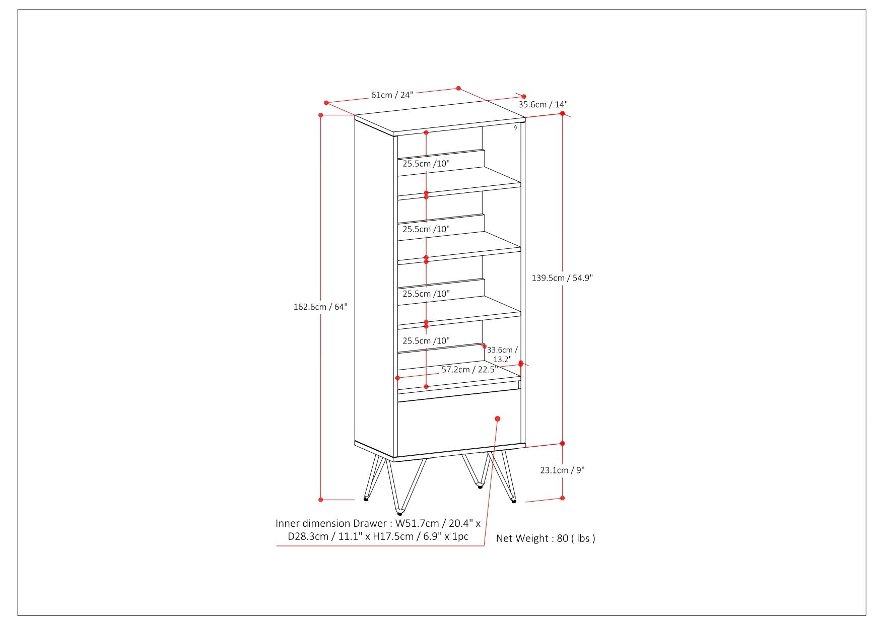 Chase - Tall Bookcase - Rustic Natural Aged Brown - The Sleep Loft - Online Mattress Showroom NYC
