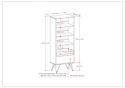 Chase - Tall Bookcase - Rustic Natural Aged Brown - The Sleep Loft - Online Mattress Showroom NYC