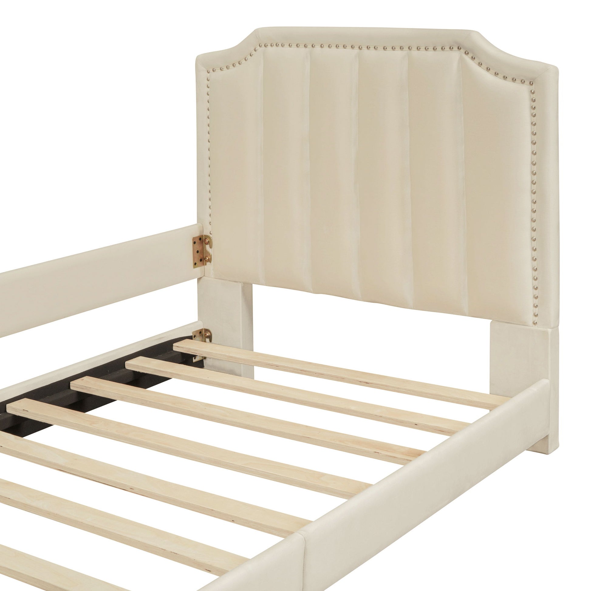 Upholstered Daybed With Classic Stripe Shaped Headboard - The Sleep Loft - Online Mattress Showroom NYC