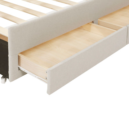 Upholstered Platform Bed With Twin Size Trundle And 3 Drawers - The Sleep Loft - Online Mattress Showroom NYC