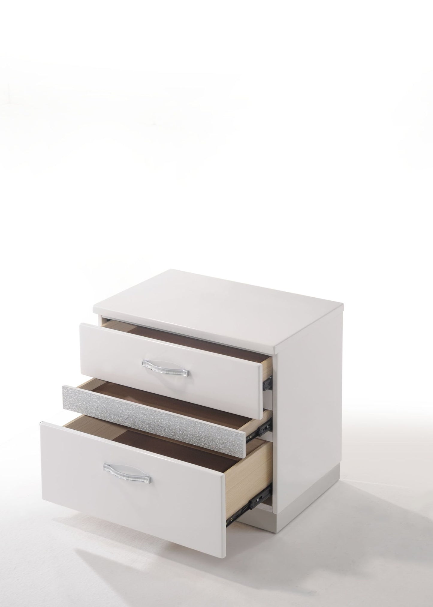 Naima II - High Gloss Nightstand - White - The Sleep Loft - Online Mattress Showroom NYC