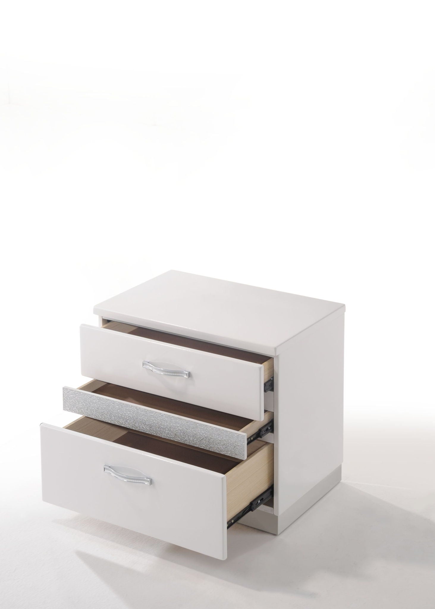 Naima II - High Gloss Nightstand - White - The Sleep Loft - Online Mattress Showroom NYC