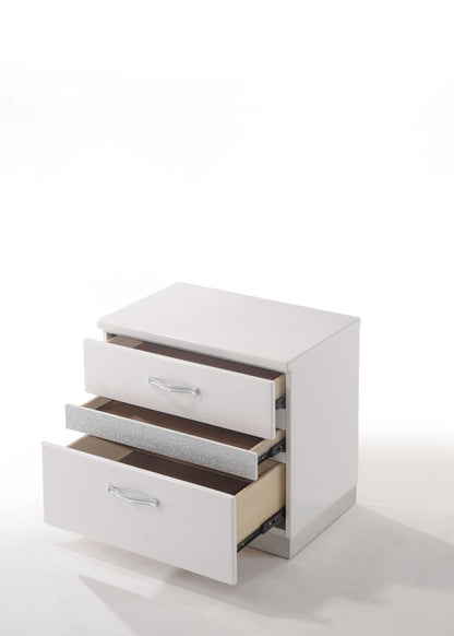 Naima II - High Gloss Nightstand - White - The Sleep Loft - Online Mattress Showroom NYC