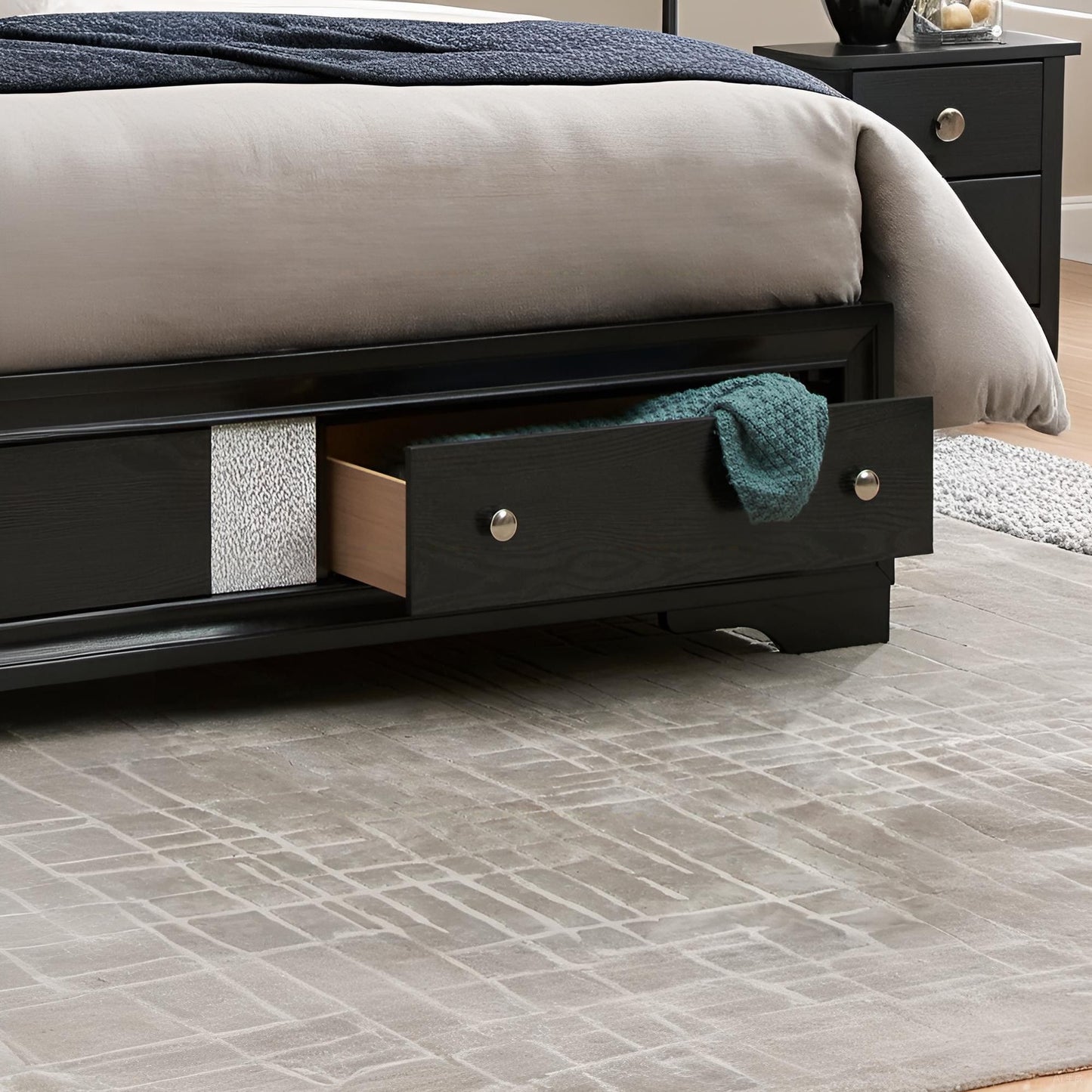 Madrid - Queen Bed With Storage Drawers And Nickel Handles - Black - The Sleep Loft - Online Mattress Showroom NYC