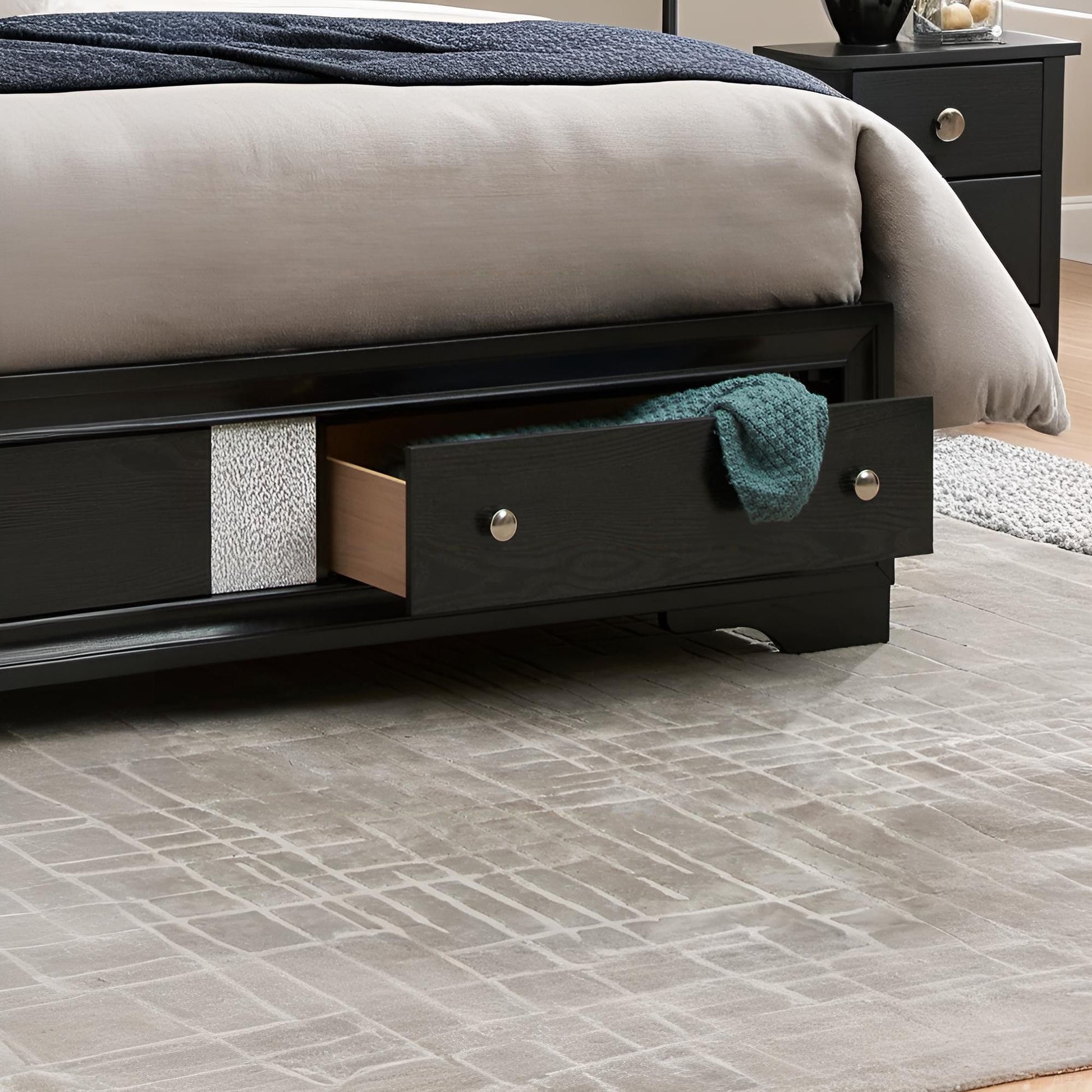 Madrid - Queen Bed With Storage Drawers And Nickel Handles - Black - The Sleep Loft - Online Mattress Showroom NYC
