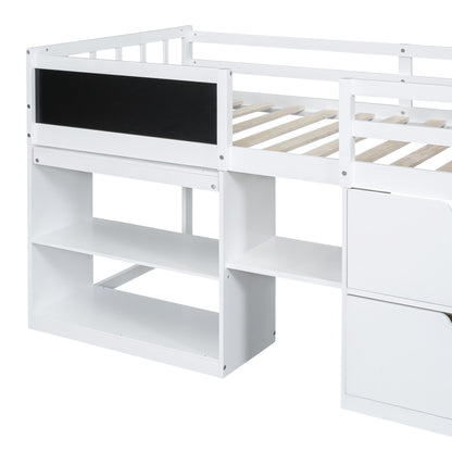 Low Loft Bed With Rolling Desk, Shelf And Drawers - The Sleep Loft - Online Mattress Showroom NYC