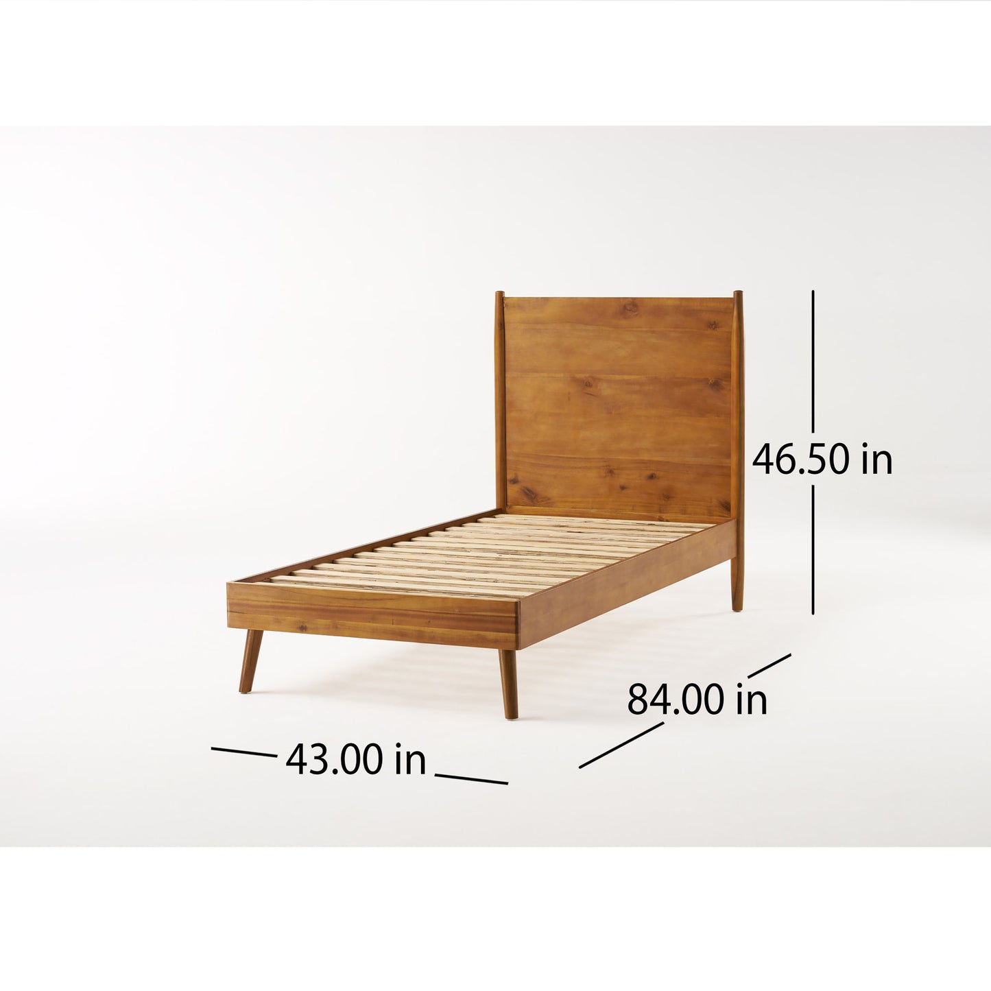 Okioki - Mid-Century Natural Stained Solid Acacia Wood Bed - The Sleep Loft - Online Mattress Showroom NYC