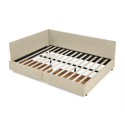 Mid-Century Storage Upholstered Tufted Bed Frame With Backrest And Armrests - The Sleep Loft - Online Mattress Showroom NYC