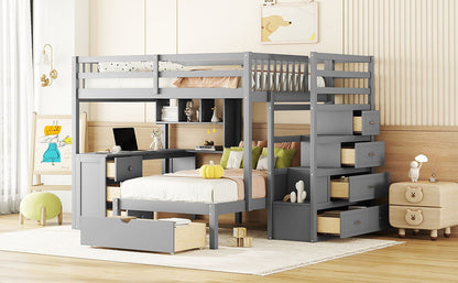 Bunk Bed With Desk, Drawers And Shelves - The Sleep Loft - Online Mattress Showroom NYC