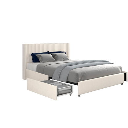 Anna - Upholstered Wingback Platform Bed With 4 Drawers Storage - The Sleep Loft - Online Mattress Showroom NYC