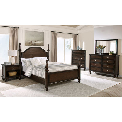 4 Poster California King Bed With Serpentine Headboard - Dark Oak - The Sleep Loft - Online Mattress Showroom NYC