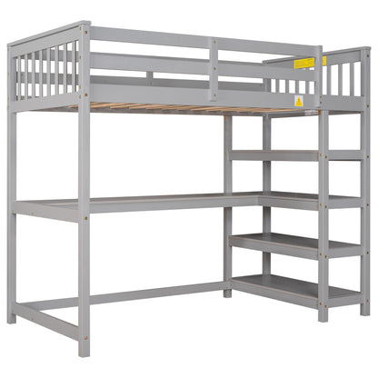 Loft Bed With Storage Shelves And Under Bed Desk - The Sleep Loft - Online Mattress Showroom NYC