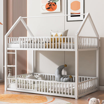Metal House Bunk Bed With Fence And Door - The Sleep Loft - Online Mattress Showroom NYC